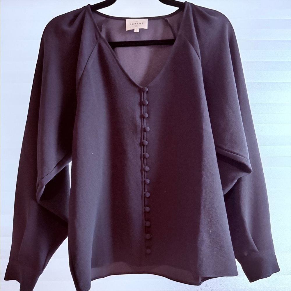 Sezane Erica Blouse - Size 2 Navy Blue